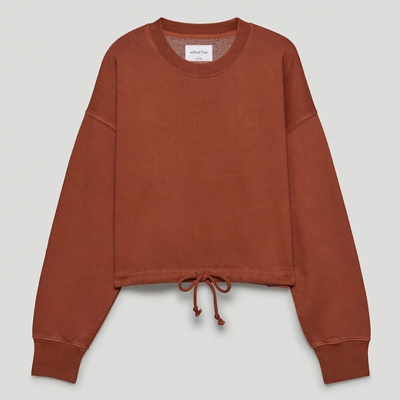 Wilfred Free (Aritzia) Fleece Cropped Sweatshirt Sz M (Faded Bubble Pink) - Picture 5 of 6